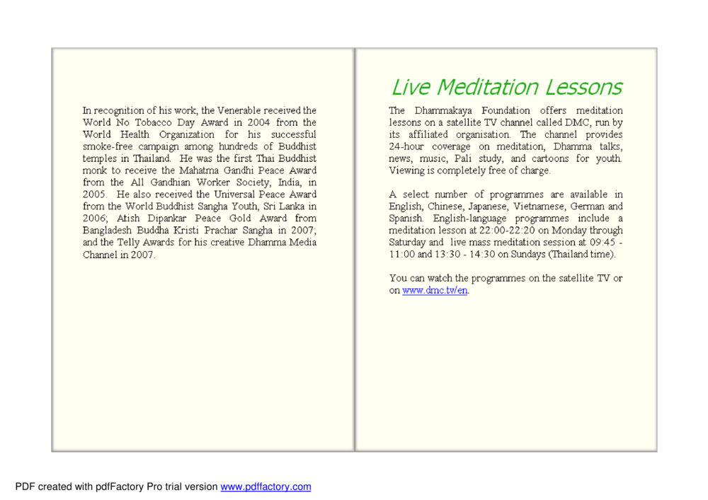Recognition of Venerable Monk's Peace Awards and Meditation Lessons Lovely Love หน้า 59