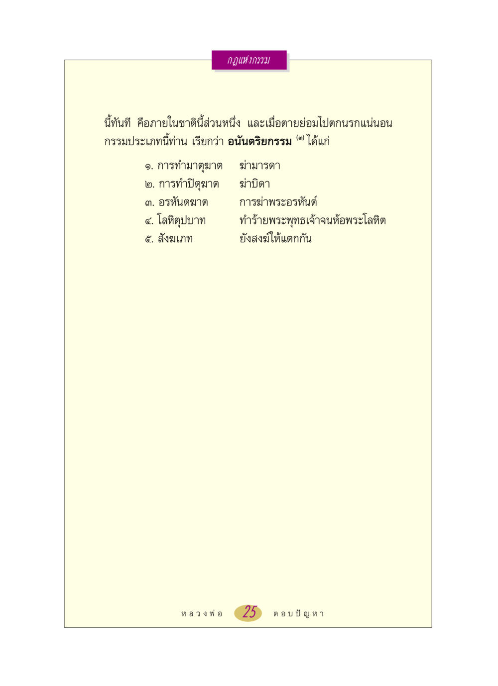 กฎแห่งกรรม หลวงพ่อตอบปัญหา เรื่อง กฎแห่งกรรม หน้า 25