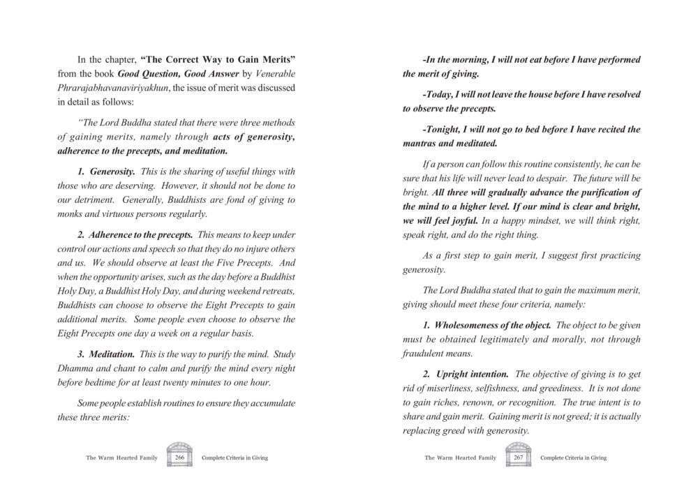 The Correct Way to Gain Merits The Warm Hearted Family หน้า 134
