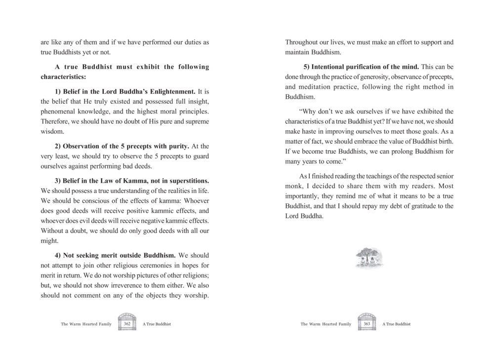 Characteristics of a True Buddhist The Warm Hearted Family หน้า 182