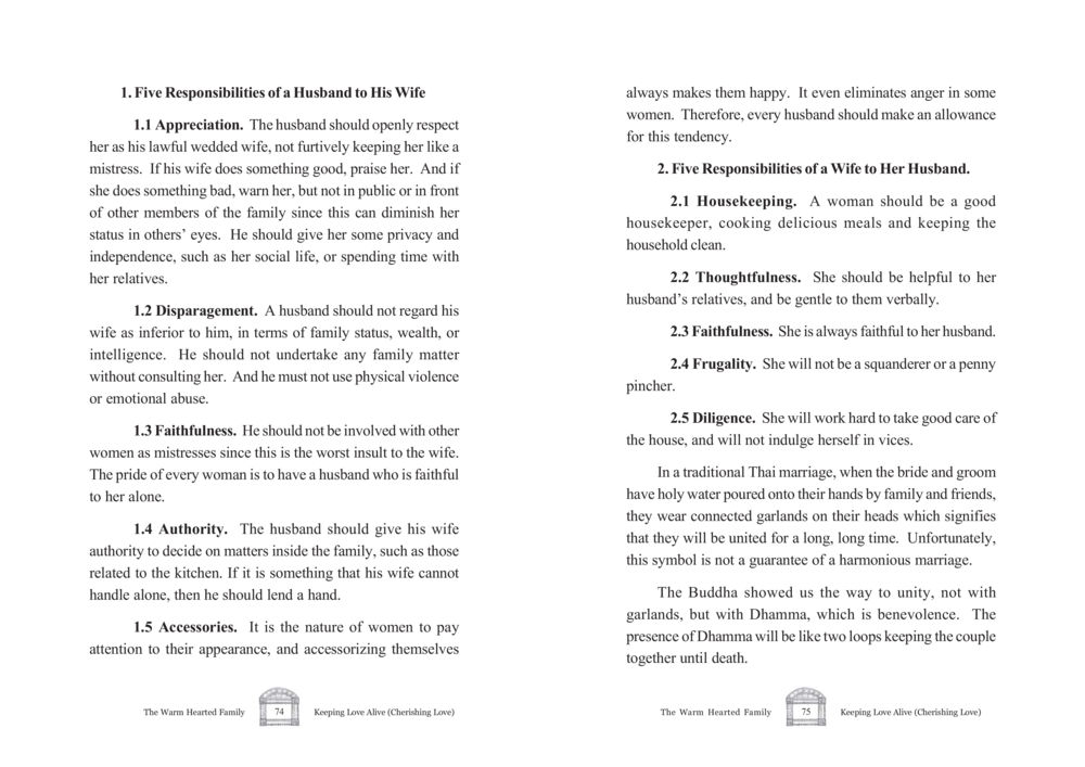Five Responsibilities of a Husband and Wife in Marriage The Warm Hearted Family หน้า 38