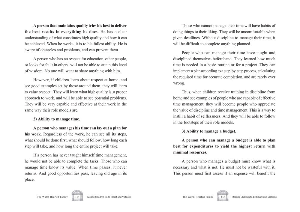 Cultivating Quality, Time Management, and Budgeting Skills in Children The Warm Hearted Family หน้า 58