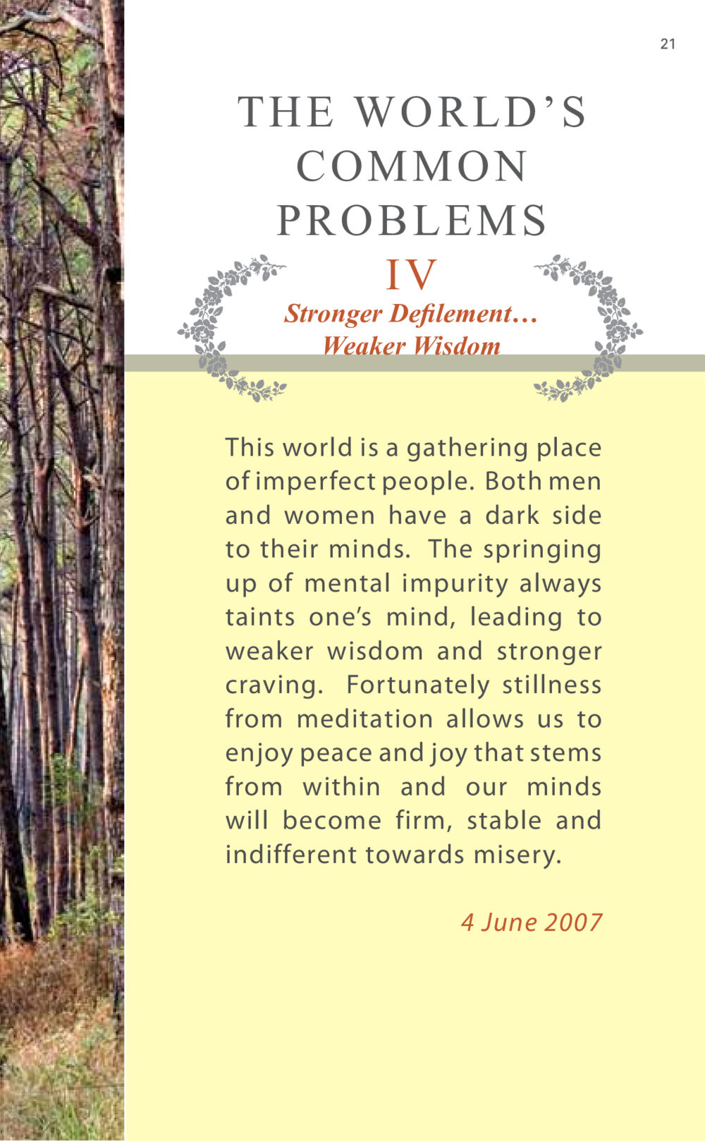 The World's Common Problems: Stronger Defilement, Weaker Wisdom AT LAST YOU WIN หน้า 21