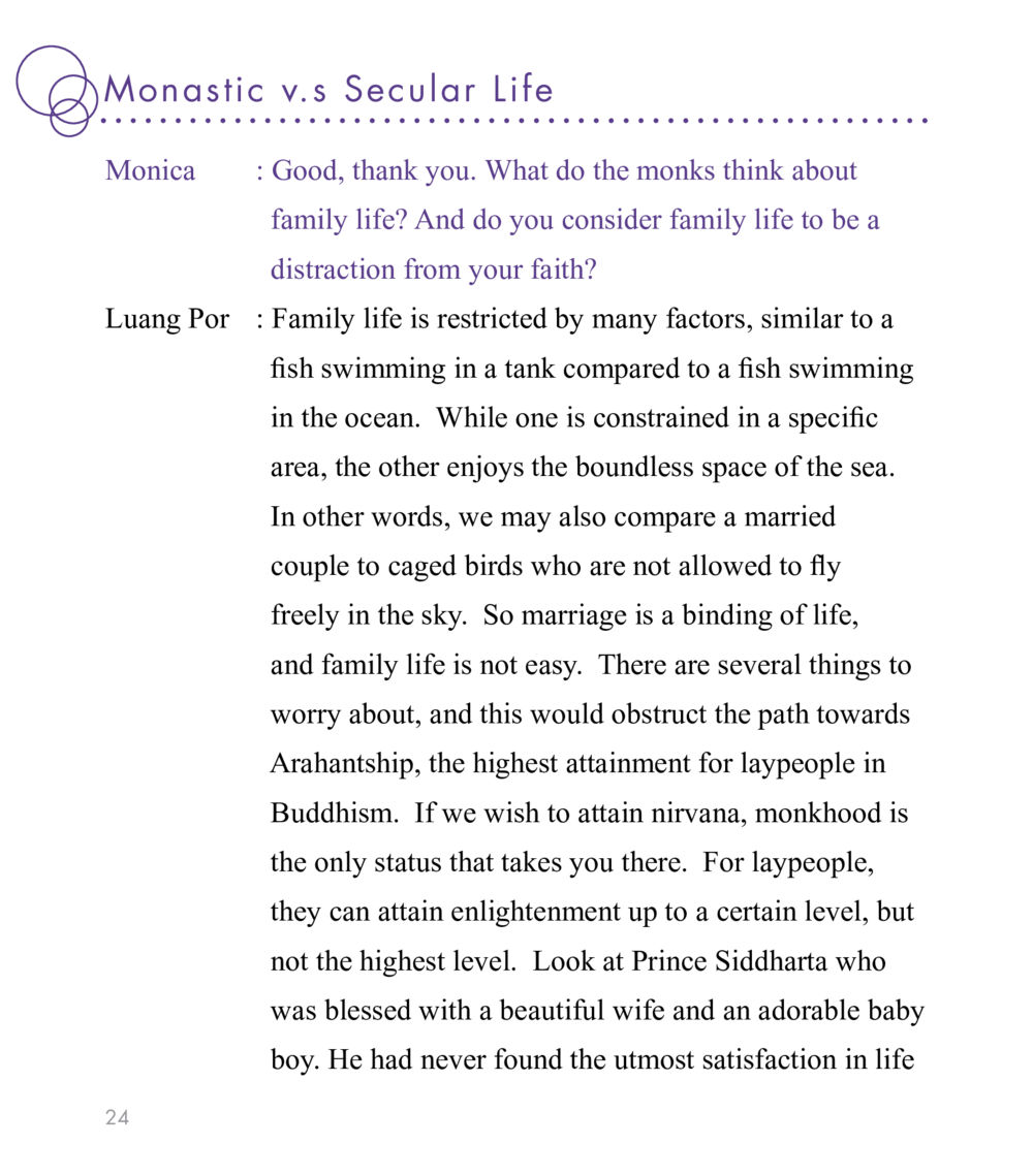 Monastic vs Secular Life: Insights from Buddhism East Meets West หน้า 24