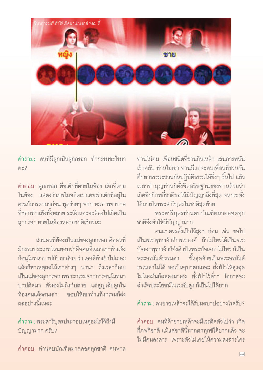 วิบากกรรมที่ทำให้เกิดมาเป็น เกย์ ทอม ดี้ Dhamma Time เดือน ธันวาคม พ.ศ.2554 หน้า 17