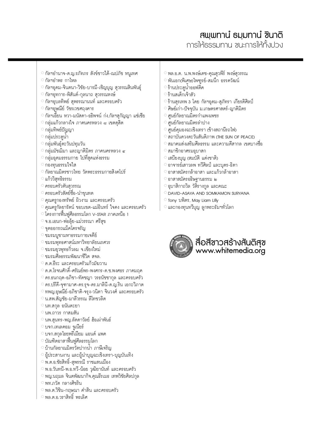 การให้ธรรมทาน ชนะการให้ทั้งปวง วารสารอยู่ในบุญ ประจำเดือน มกราคม พ.ศ.2554 หน้า 121
