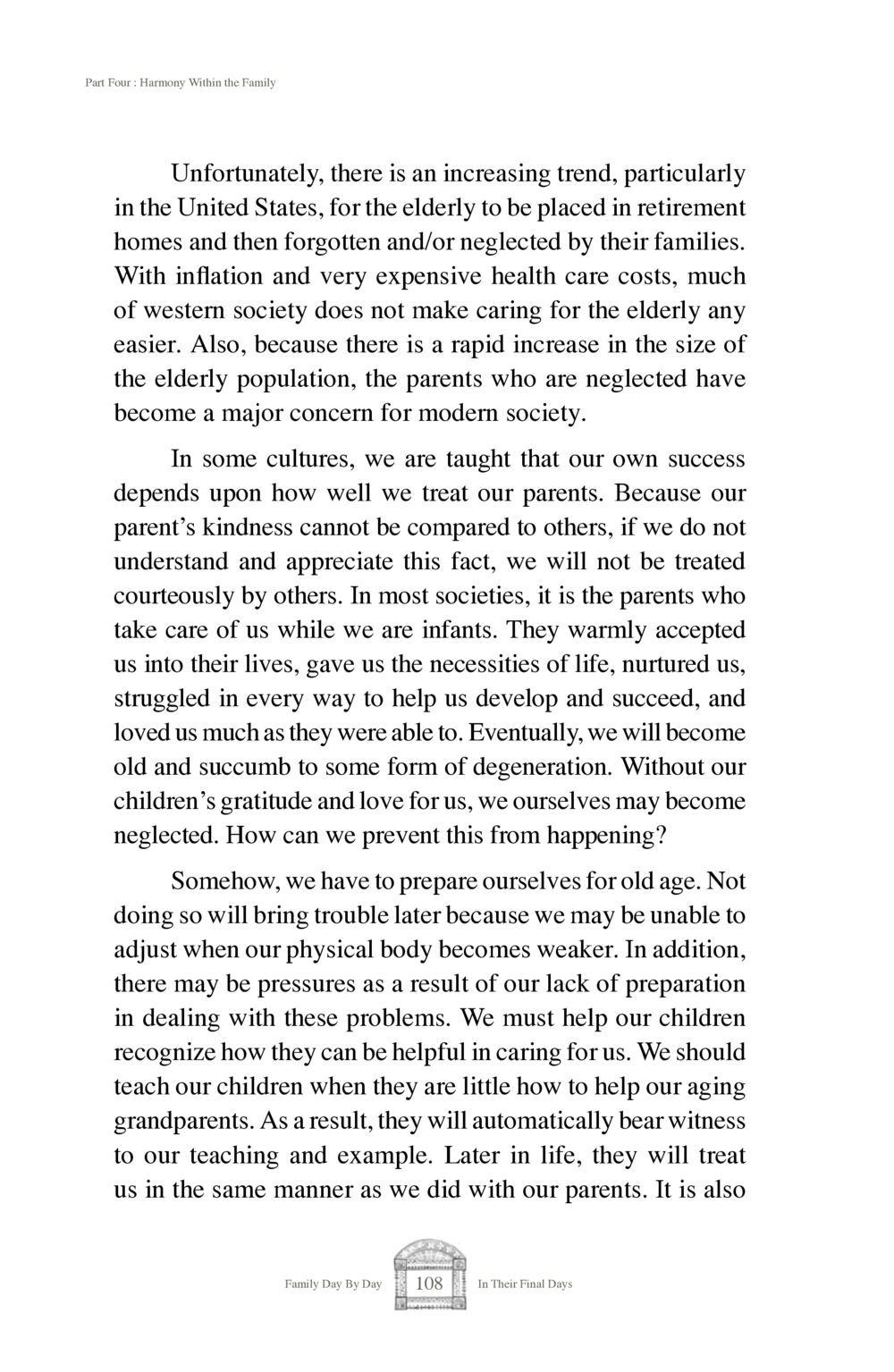 Harmony Within the Family: Caring for the Elderly Family Day By Day หน้า 110