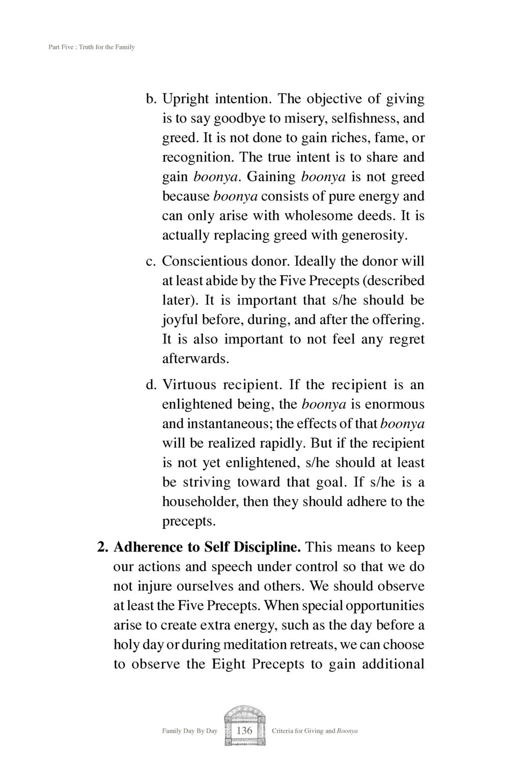 Criteria for Giving and Boonya Family Day By Day หน้า 138