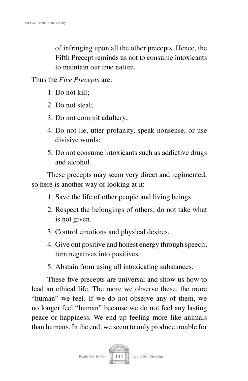 Truth for the Family: The Five Precepts Family Day By Day หน้า 146