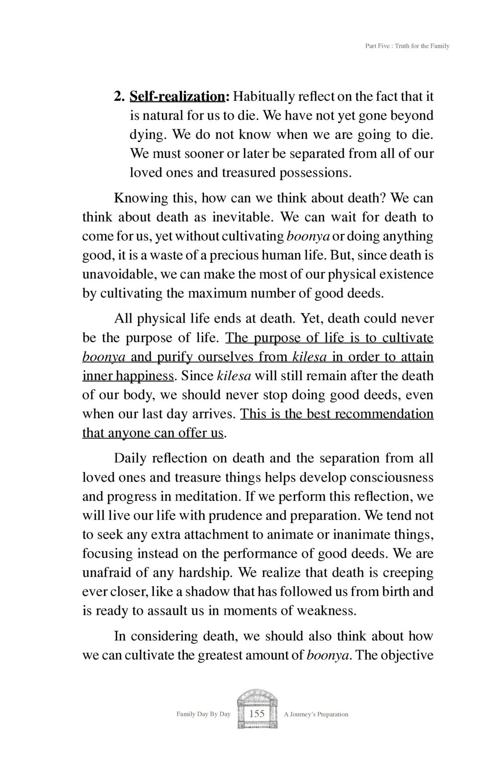 Self-Realization and the Acceptance of Death Family Day By Day หน้า 157