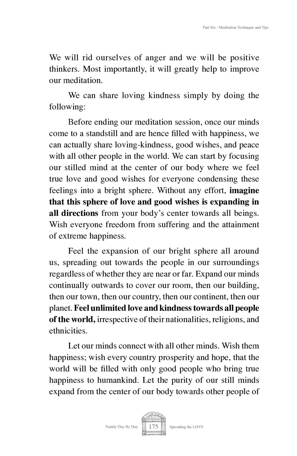Meditation Technique: Spreading Loving Kindness Family Day By Day หน้า 177