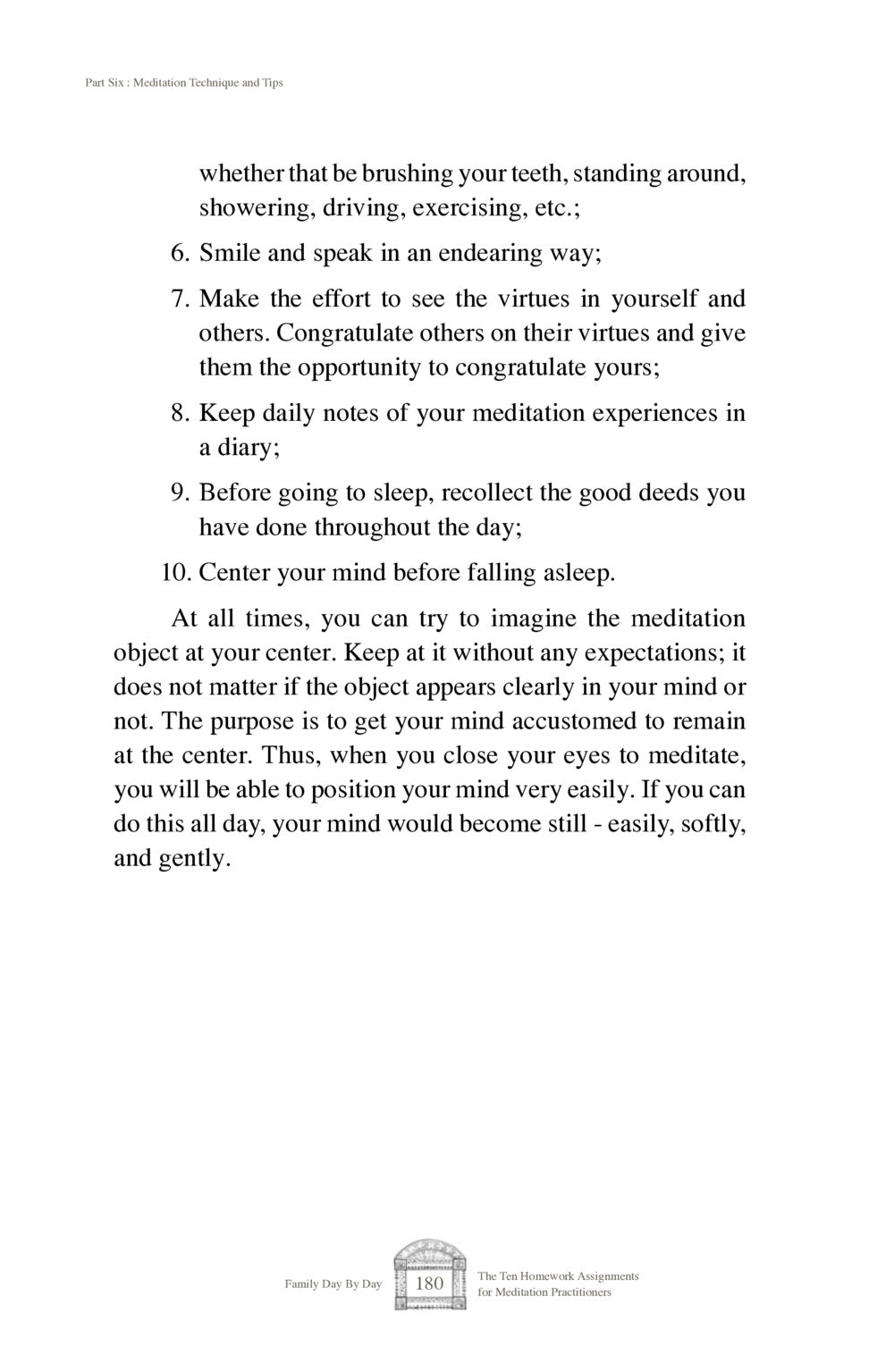Meditation Techniques and Daily Practices Family Day By Day หน้า 182