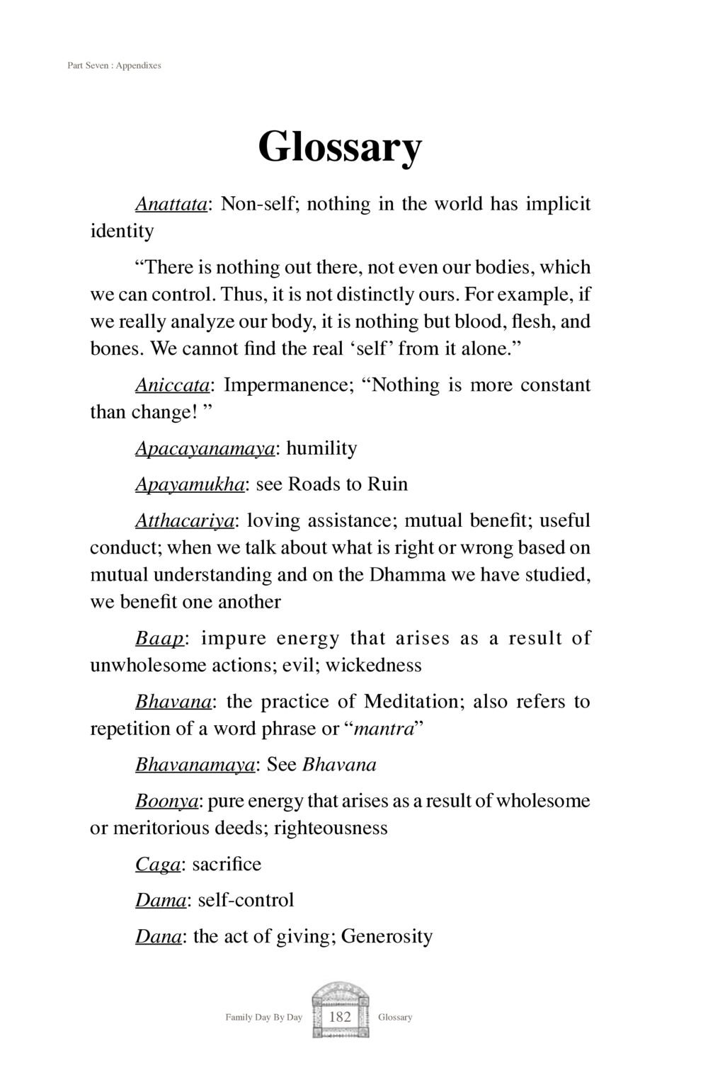 Glossary of Key Concepts in Buddhist Philosophy Family Day By Day หน้า 184