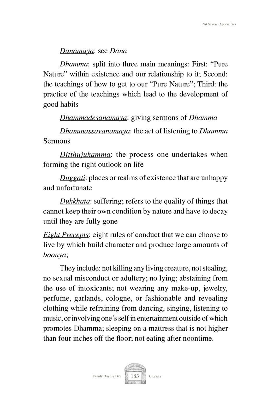 Glossary of Dhamma Terms Family Day By Day หน้า 185