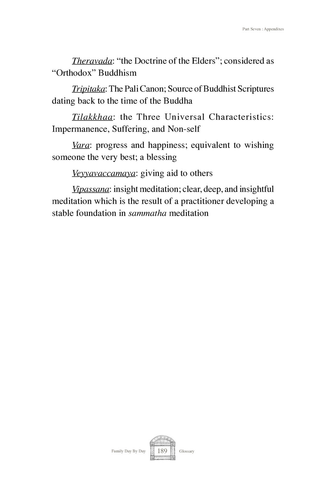 Appendixes of Theravada Buddhism Family Day By Day หน้า 191