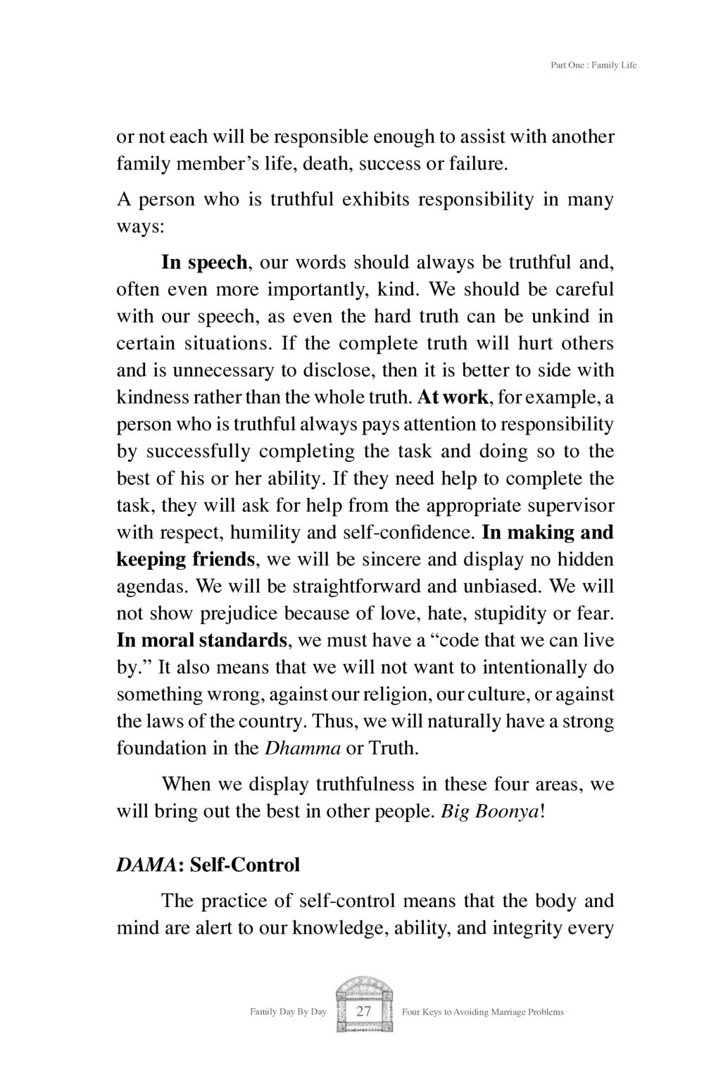 Part One: Family Life and the Importance of Truthfulness Family Day By Day หน้า 29