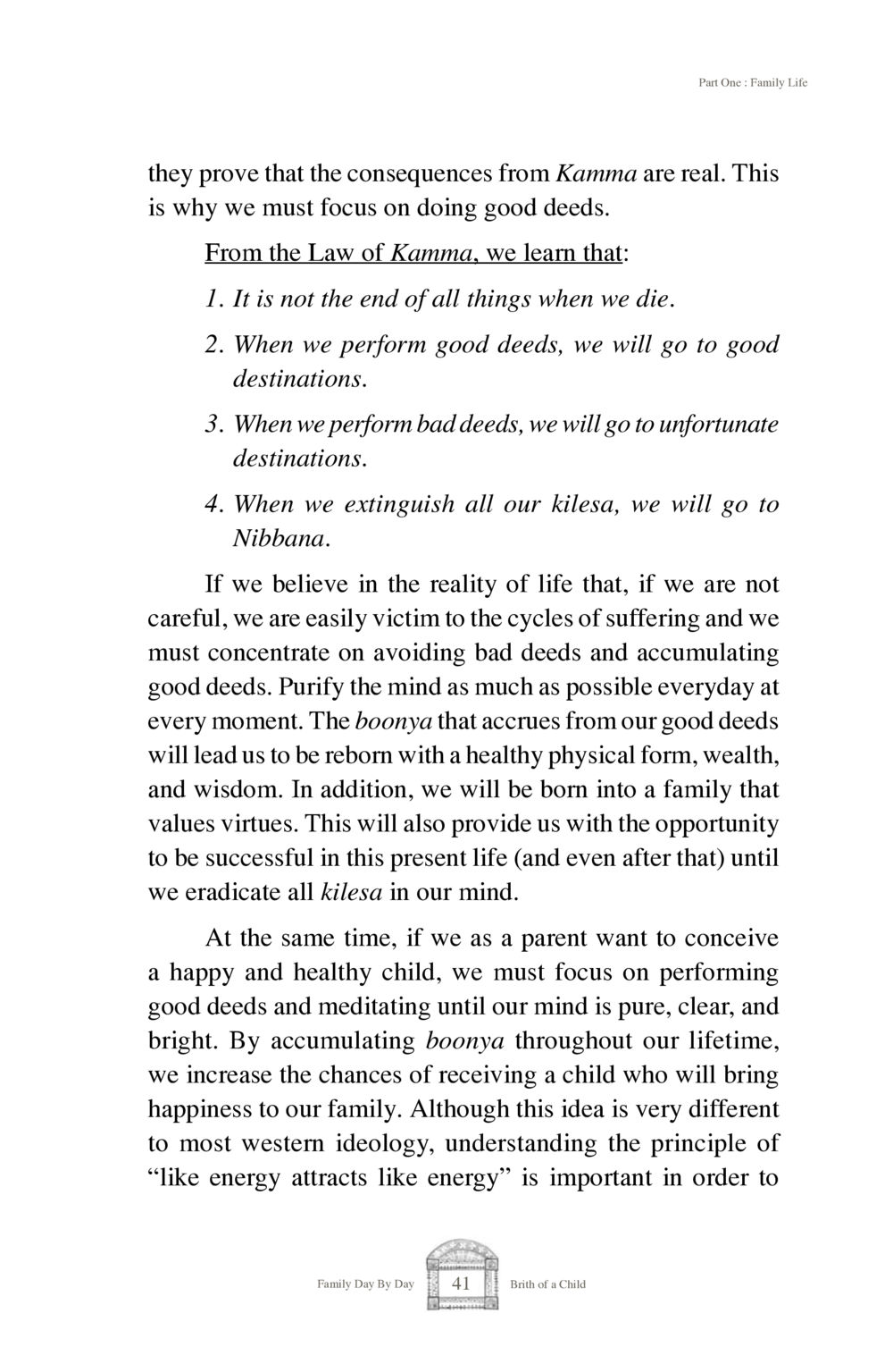 Consequences of Kamma in Family Life Family Day By Day หน้า 43