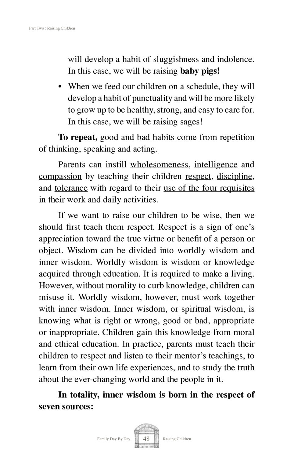 Raising Children: Fostering Wisdom and Respect Family Day By Day หน้า 50