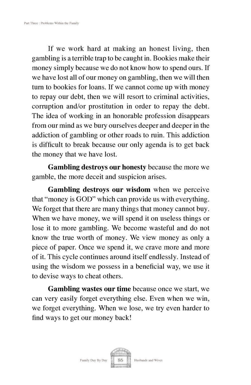 The Dangers of Gambling and Family Impact Family Day By Day หน้า 88