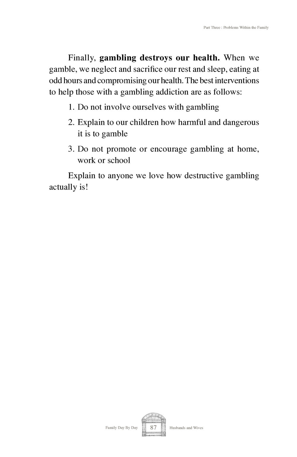 The Impact of Gambling on Family Health Family Day By Day หน้า 89