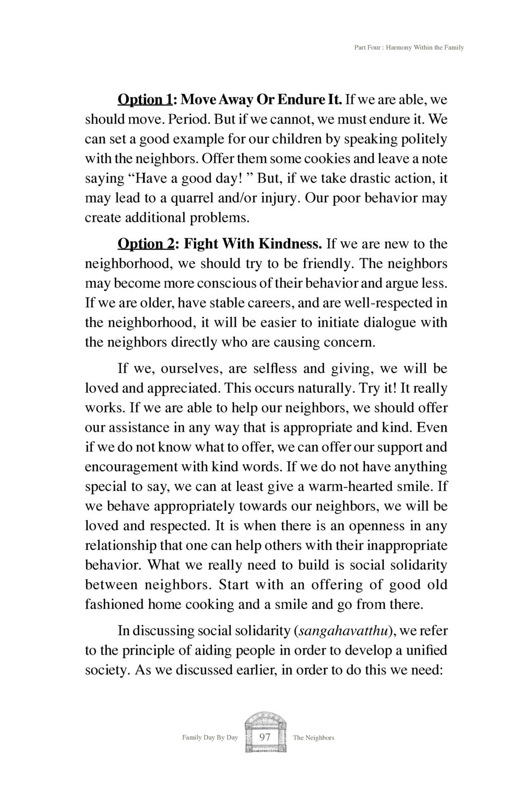 Harmony Within the Family: Building Positive Neighborhood Relationships Family Day By Day หน้า 99