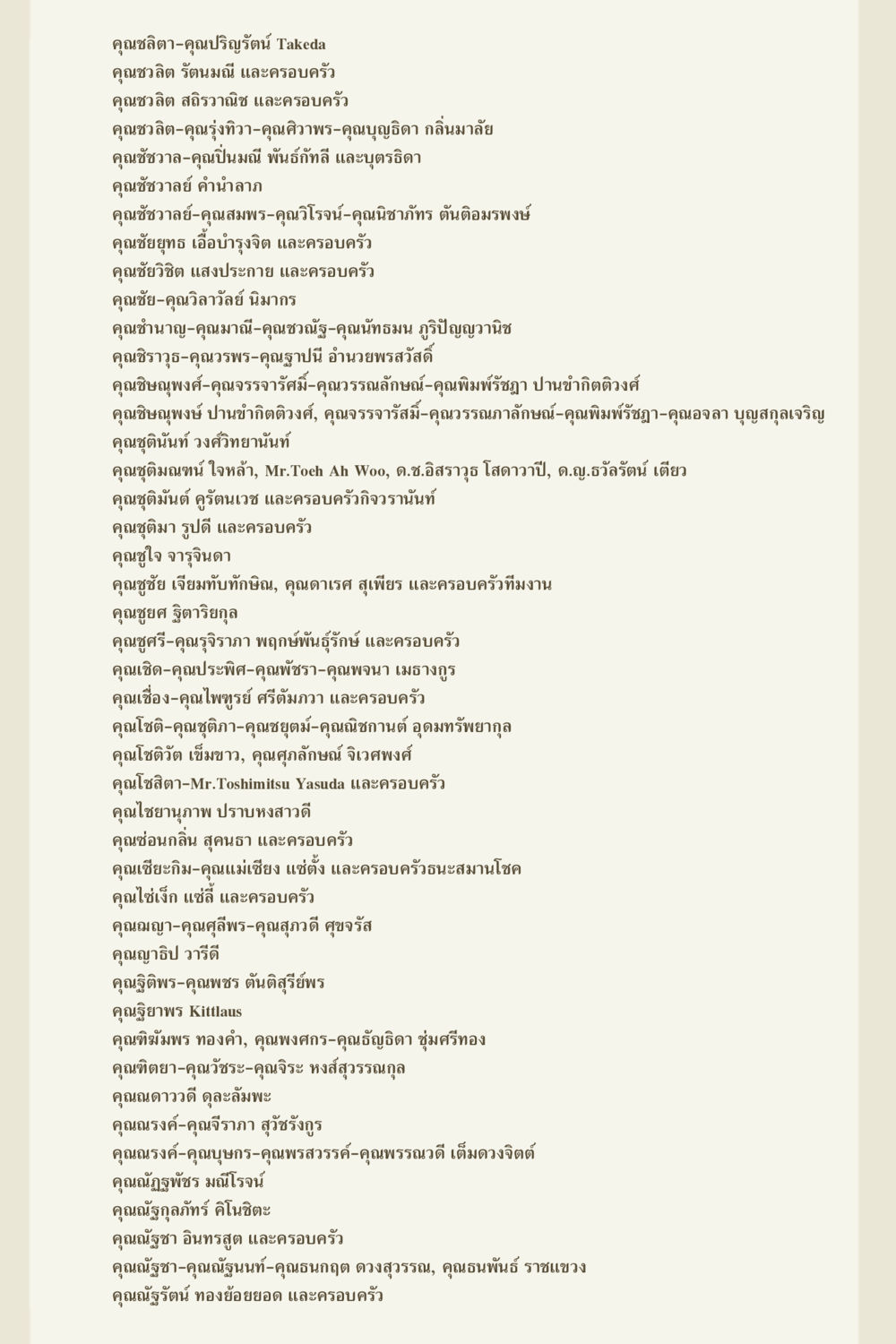 รายชื่อผู้มีเกียรติ และครอบครัว คุณยาย IN MY HEART 3 หน้า 159