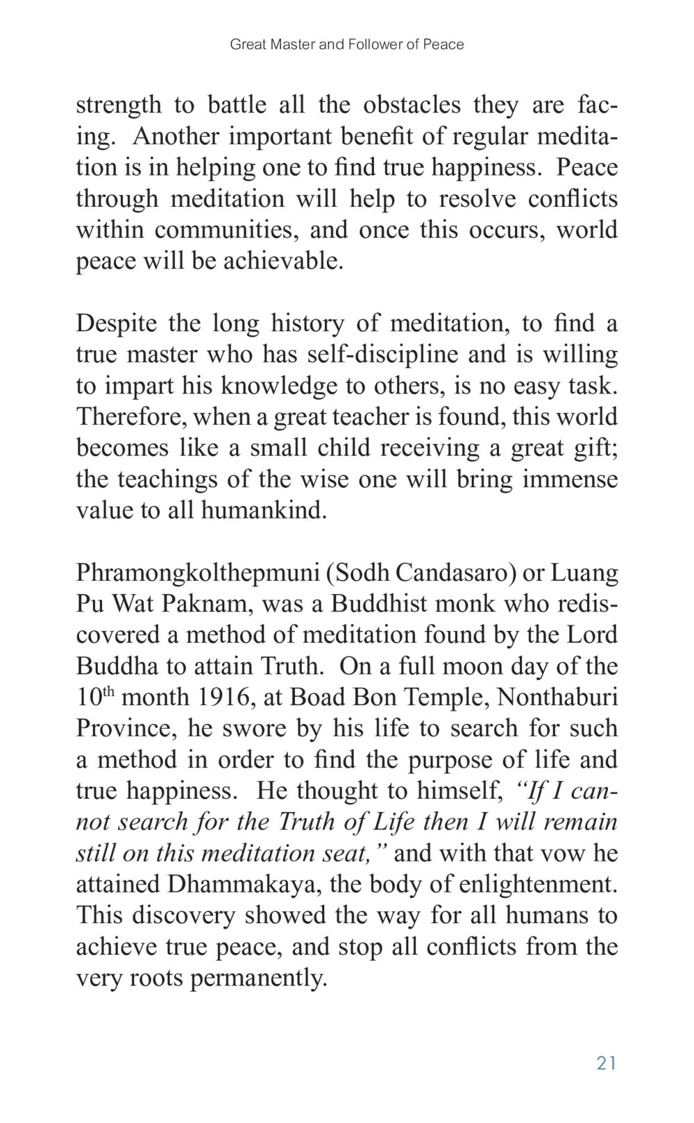 Great Master and Follower of Peace Golden Age of Inner Peace หน้า 21