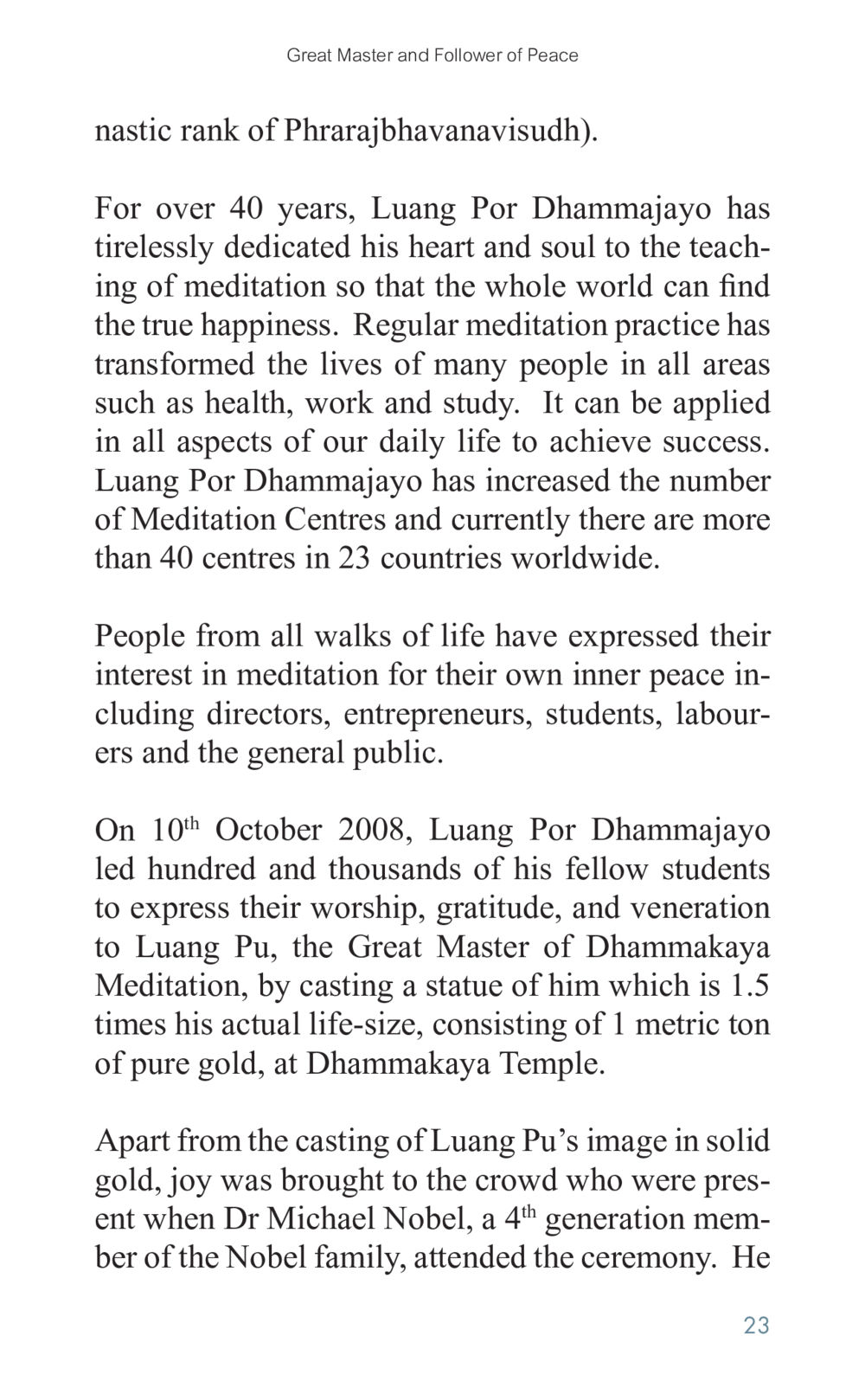 The Influence of Luang Por Dhammajayo on Global Meditation Golden Age of Inner Peace หน้า 23