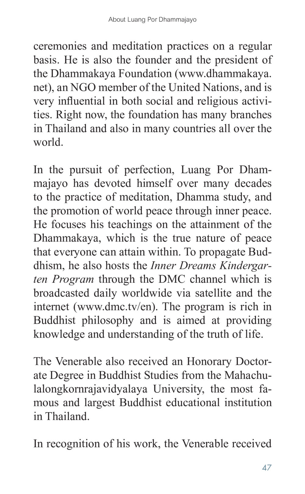 Luang Por Dhammajayo: A Journey of Peace and Meditation Golden Age of Inner Peace หน้า 47
