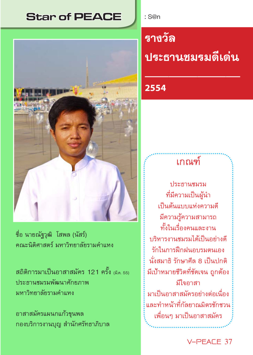 Star of PEACE: S@n นิตยสาร V-Peace เดือนเมษายน พ.ศ.2555 หน้า 37