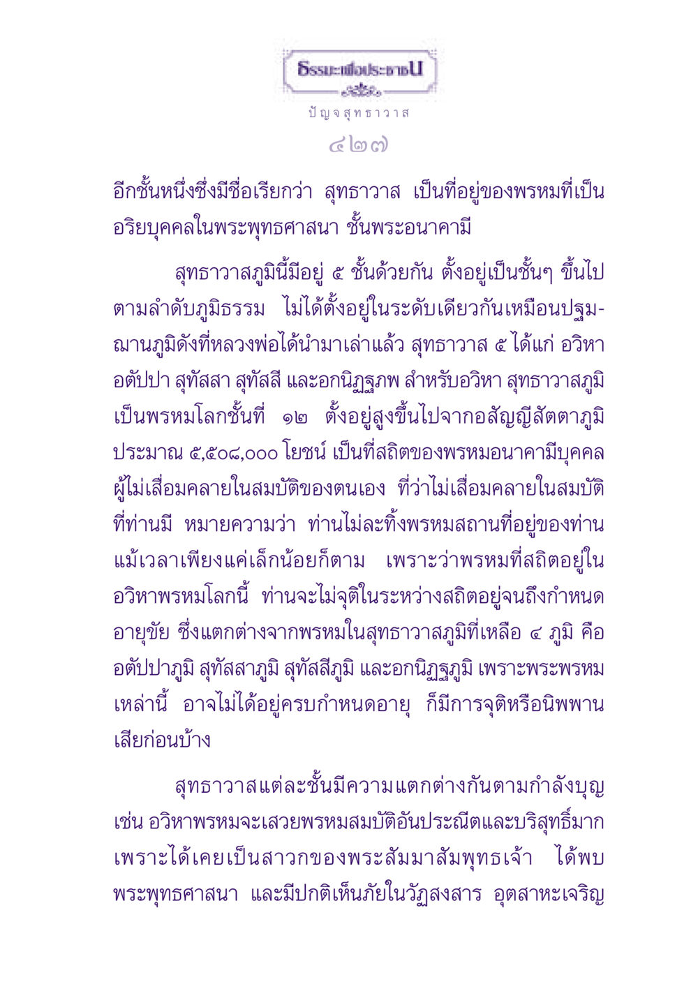 ธรรมะและสุทธาวาสในพระพุทธศาสนา ธรรมะเพื่อประชาชน ฉบับปรโลก หน้า 428