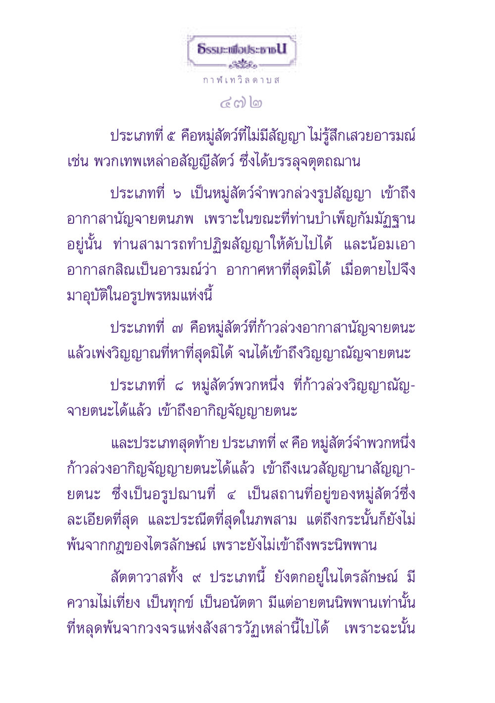 ธรรมะเกี่ยวกับหมู่สัตว์และอรูปฌาน ธรรมะเพื่อประชาชน ฉบับปรโลก หน้า 473