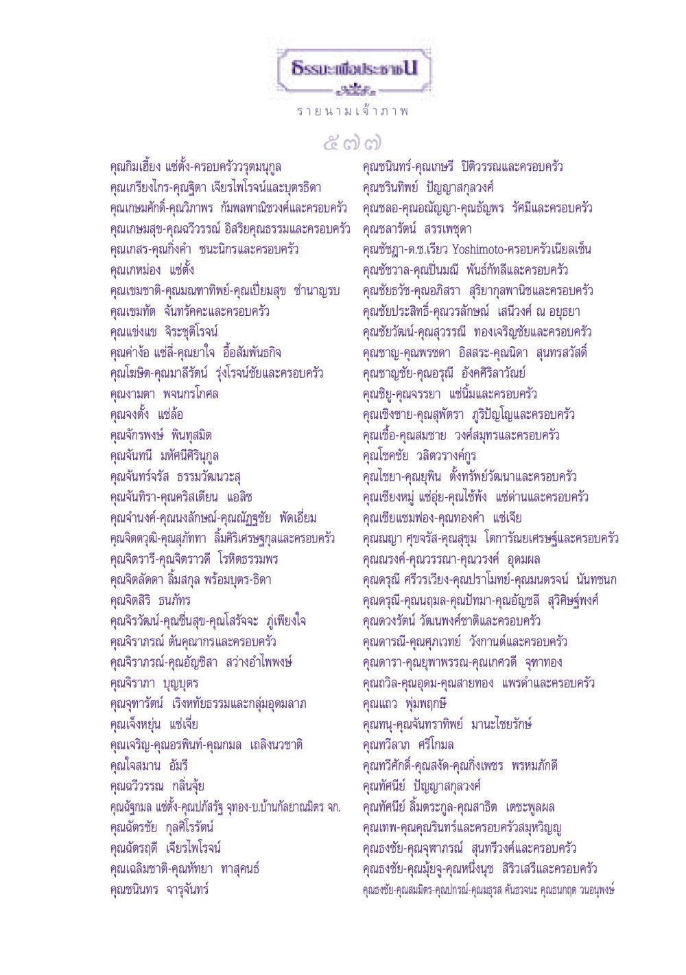 ธรรมะเพื่อประชา - รายชื่อเจ้าภาพ ธรรมะเพื่อประชาชน ฉบับปรโลก หน้า 578