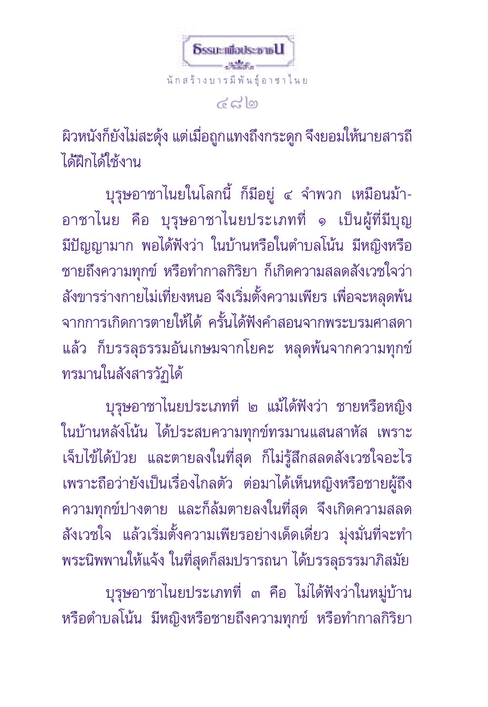 นักสร้างบารมีพันธุ์อาชาไนย ธรรมะเพื่อประชาชน ฉบับพระรัตนตรัย หน้า 483