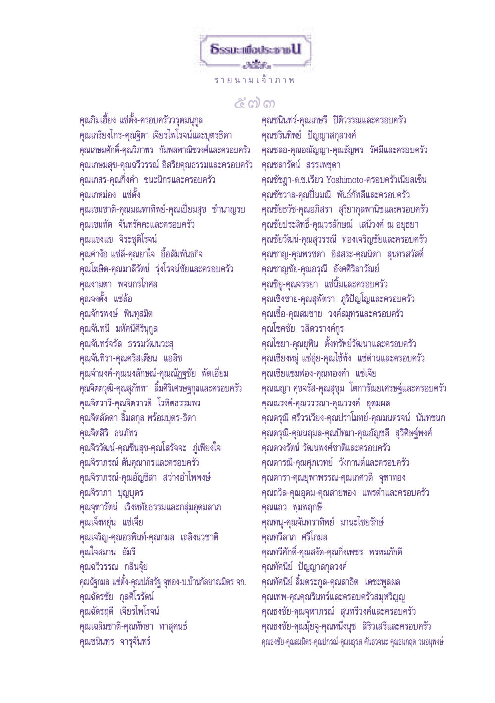 ธรรมะเพื่อประชา: รายชื่อนักบวชและเจ้าภาพ ธรรมะเพื่อประชาชน ฉบับพุทธสาวก-พุทธสาวิกา หน้า 574