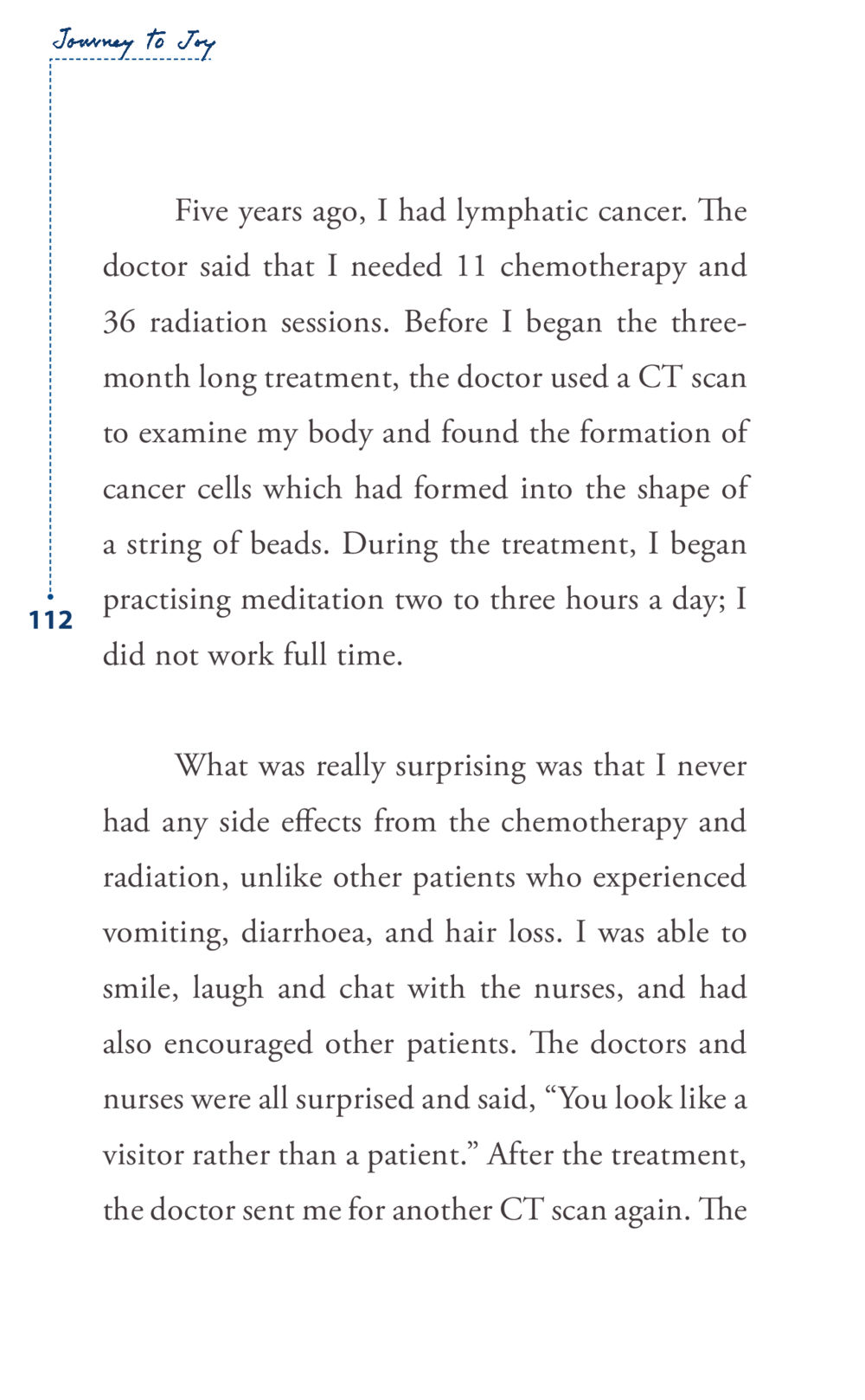 Journey to Joy: My Healing from Cancer Journey to joy หน้า 112