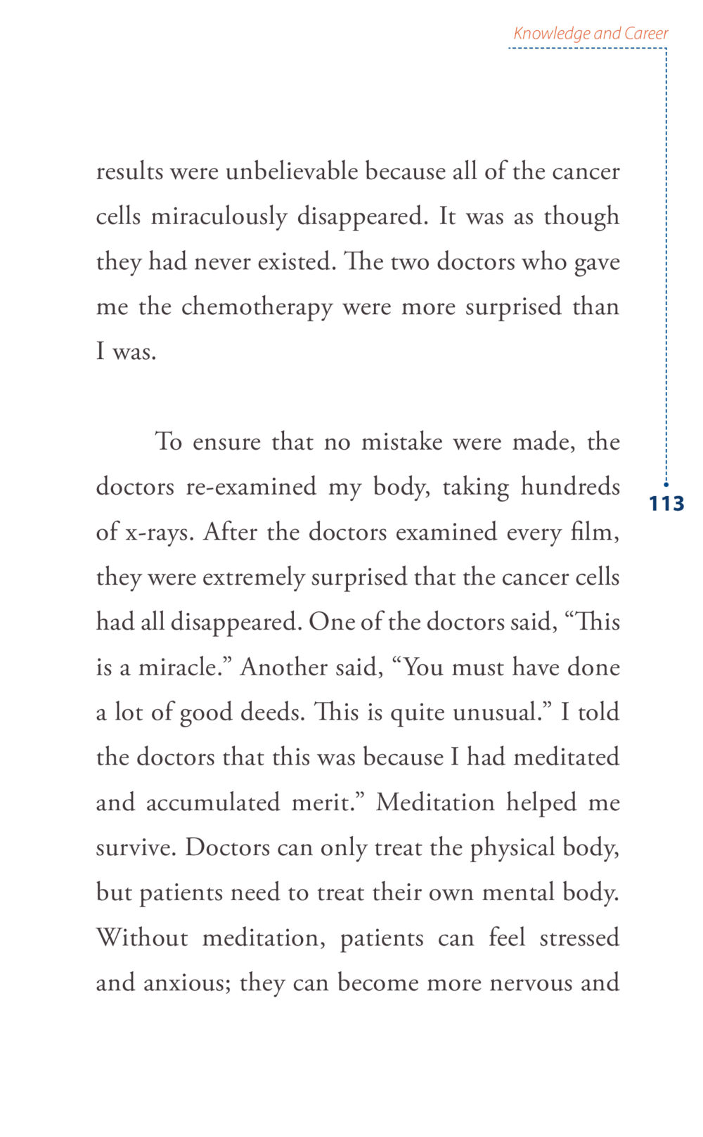 The Miraculous Recovery: Meditation and Cancer Treatment Journey to joy หน้า 113