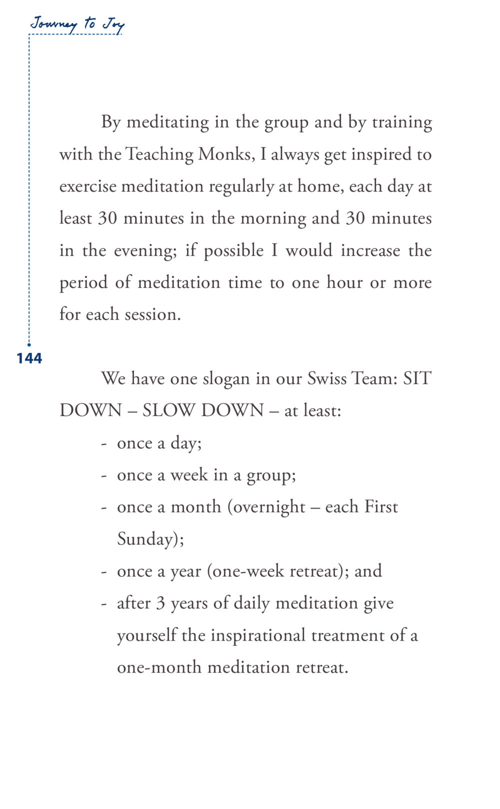 Journey to Joy through Meditation Journey to joy หน้า 144