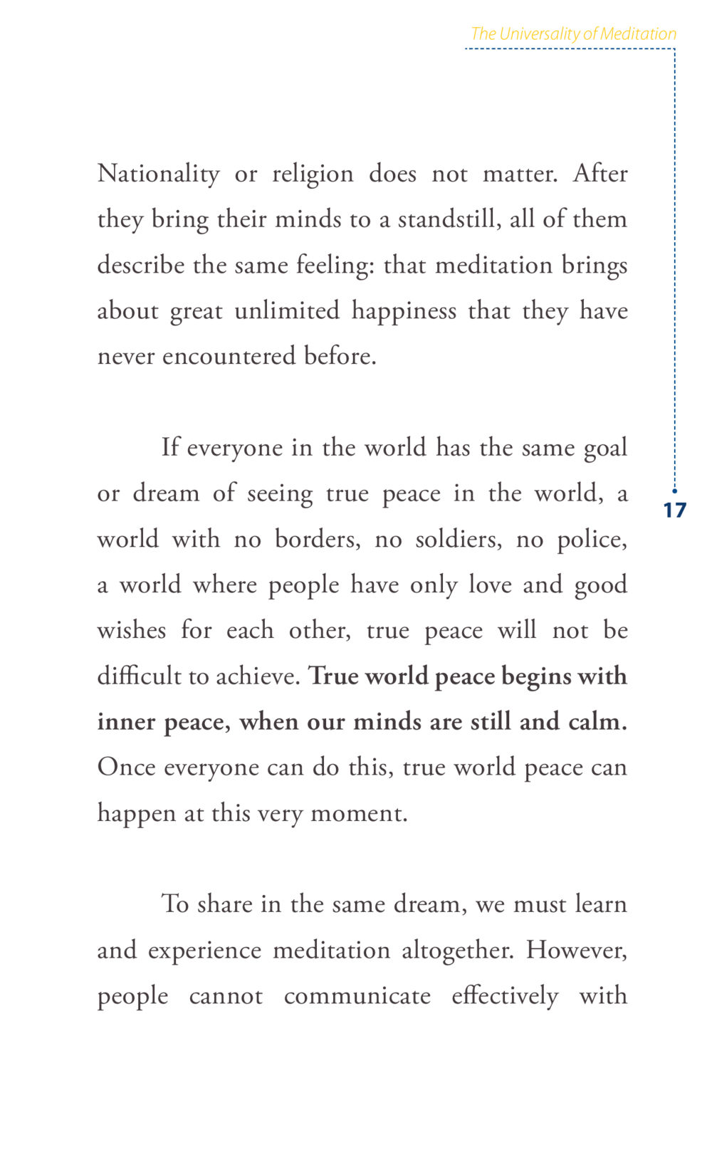 The Universality of Meditation Journey to joy หน้า 17