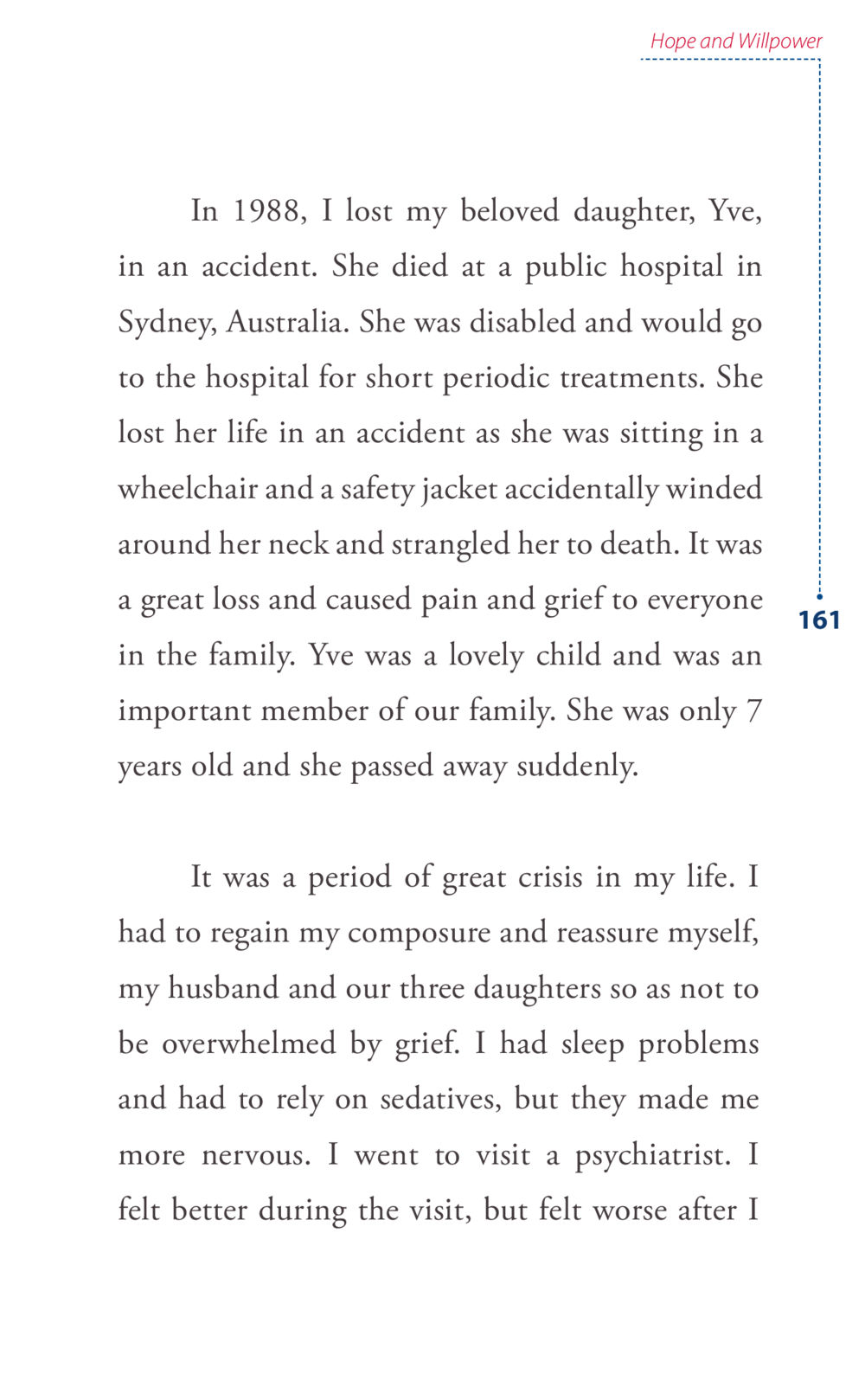 Hope and Willpower: A Personal Journey of Loss Journey to joy หน้า 161
