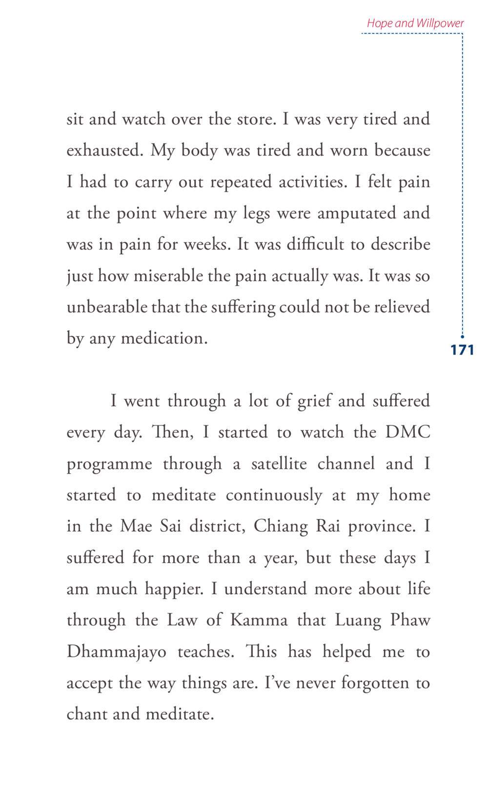 Hope and Willpower: Overcoming Pain Through Meditation Journey to joy หน้า 171