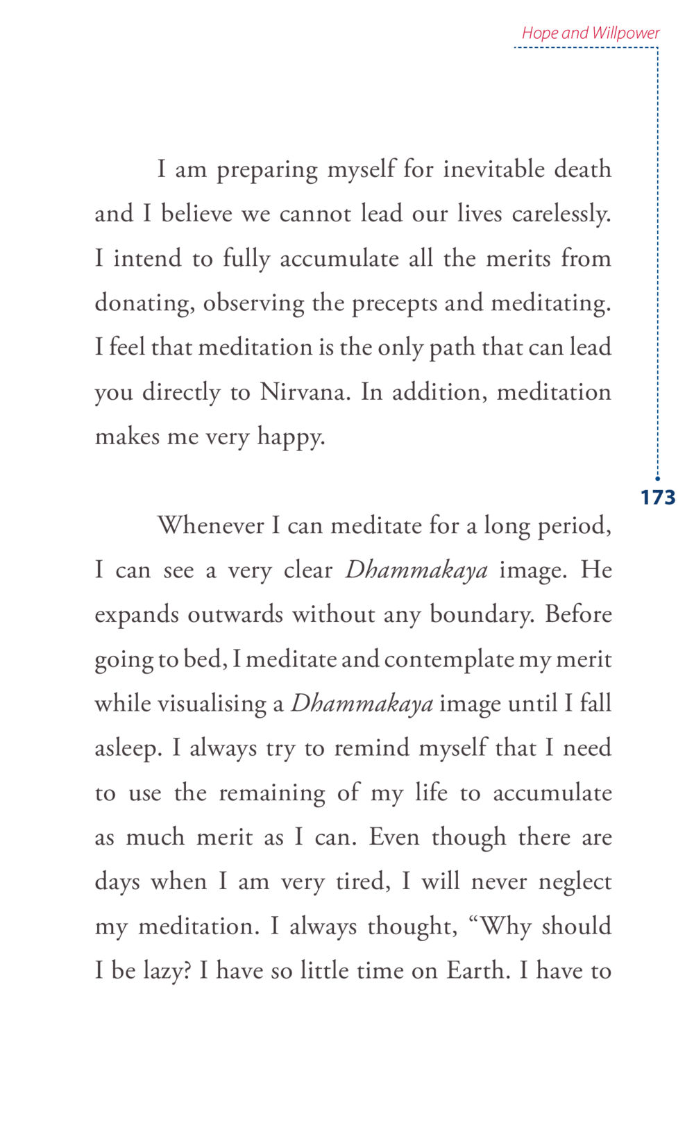 Hope and Willpower in Meditation Journey to joy หน้า 173