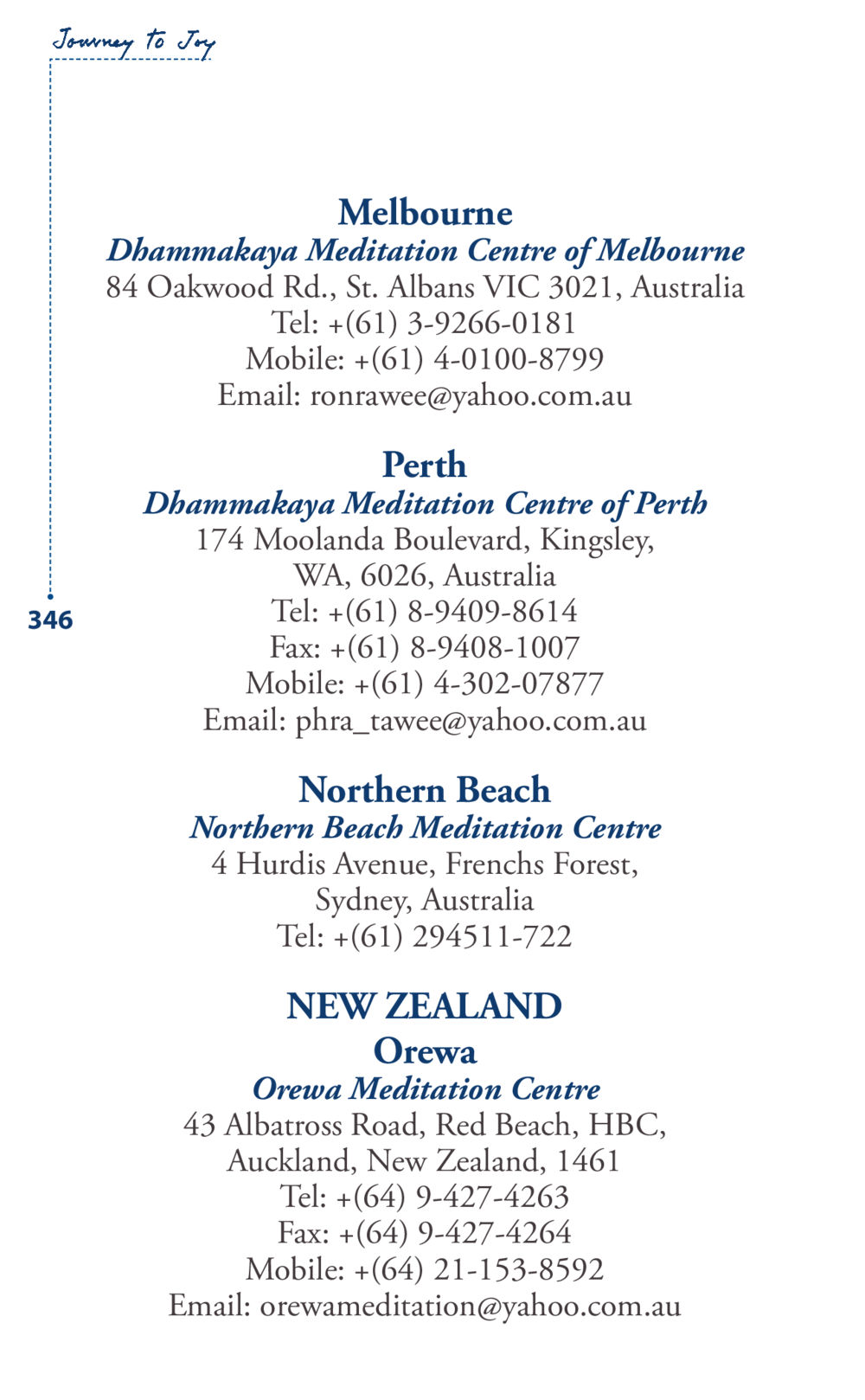 Journey to Joy - Dhammakaya Meditation Centres in Australia and New Zealand Journey to joy หน้า 346
