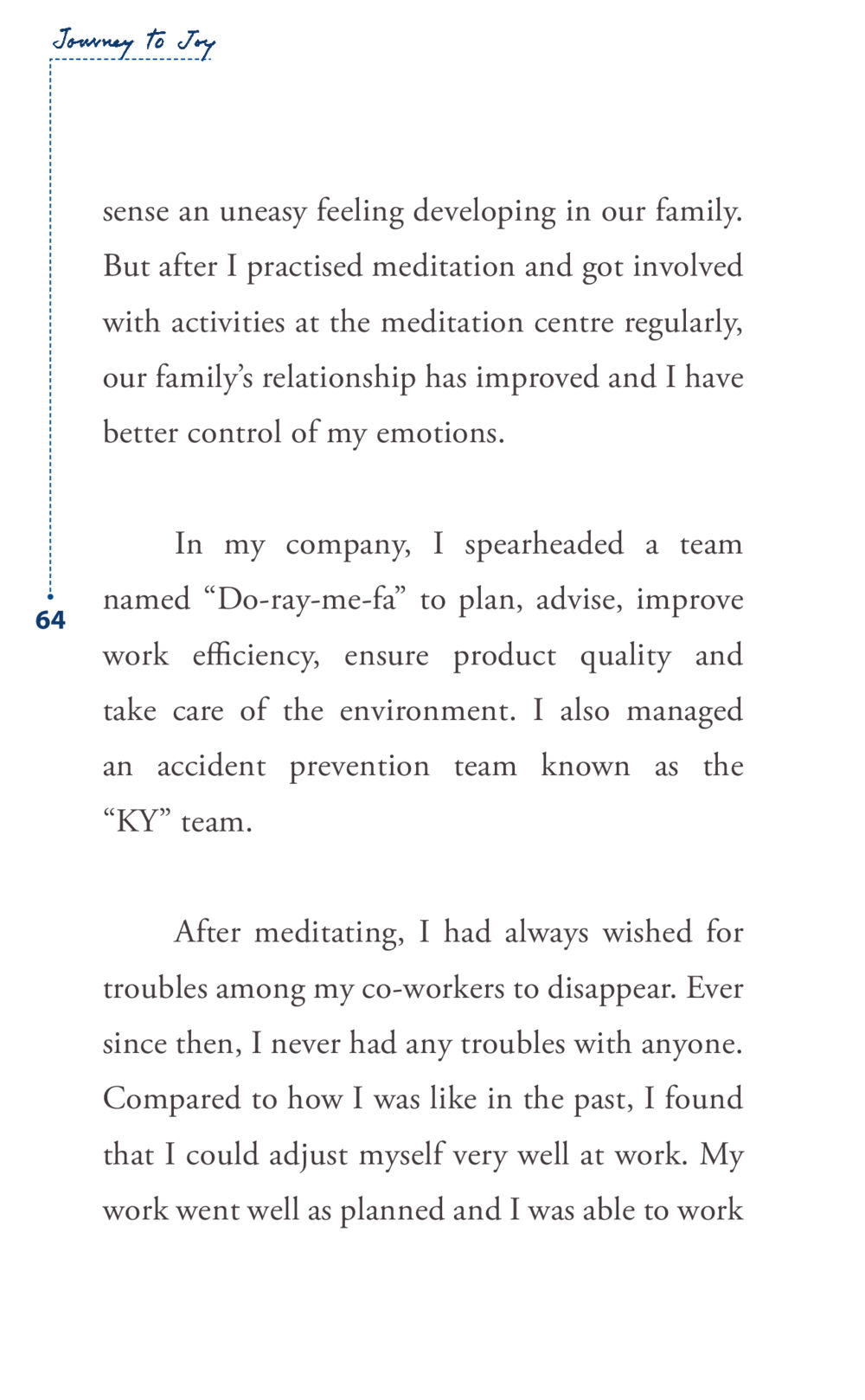 Journey to Joy: Improving Family and Work Relationships through Meditation Journey to joy หน้า 64