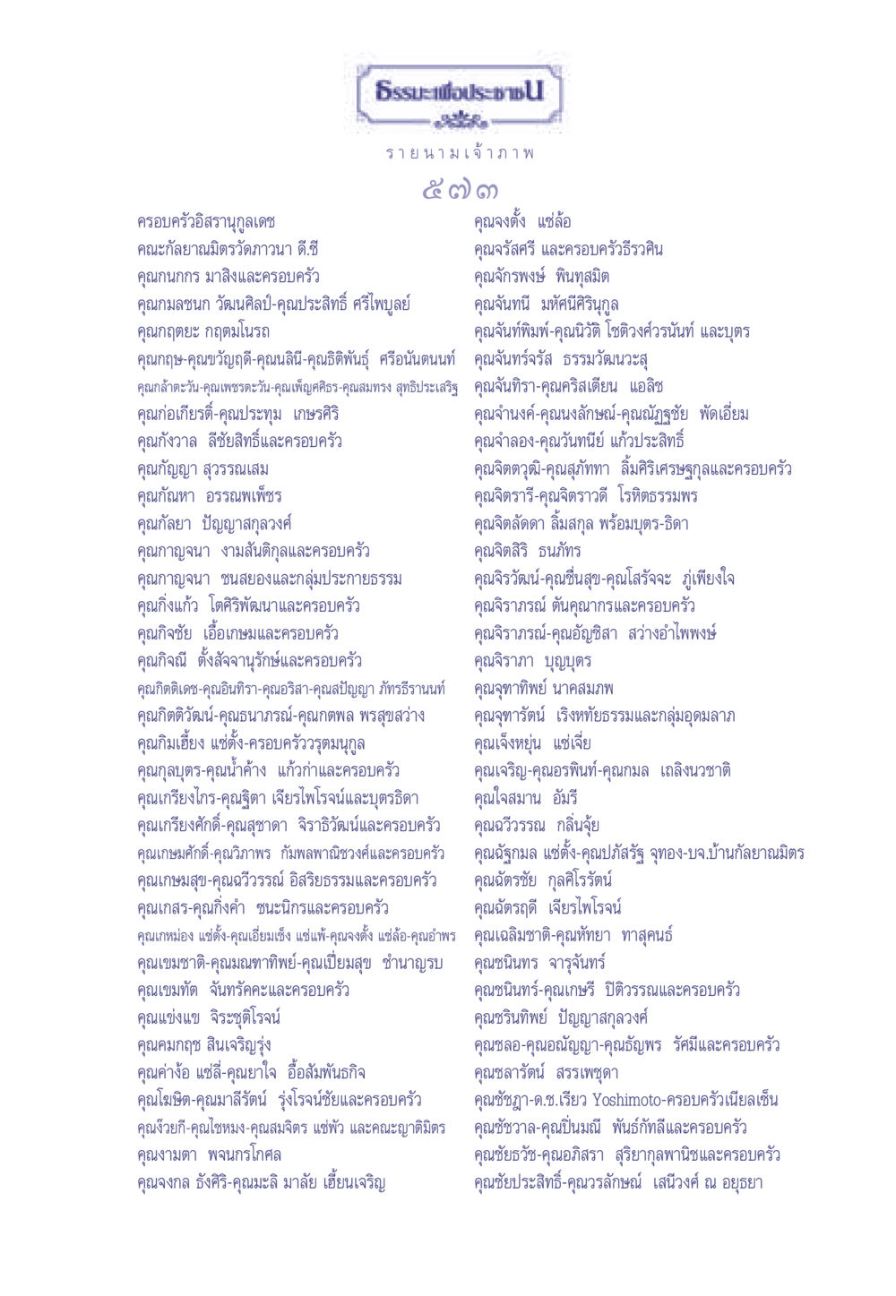 รายนามเจ้าภาพครอบครัวอิสรานุกูลเดช ธรรมะเพื่อประชาชน มงคลชีวิต เล่ม 2 หน้า 574