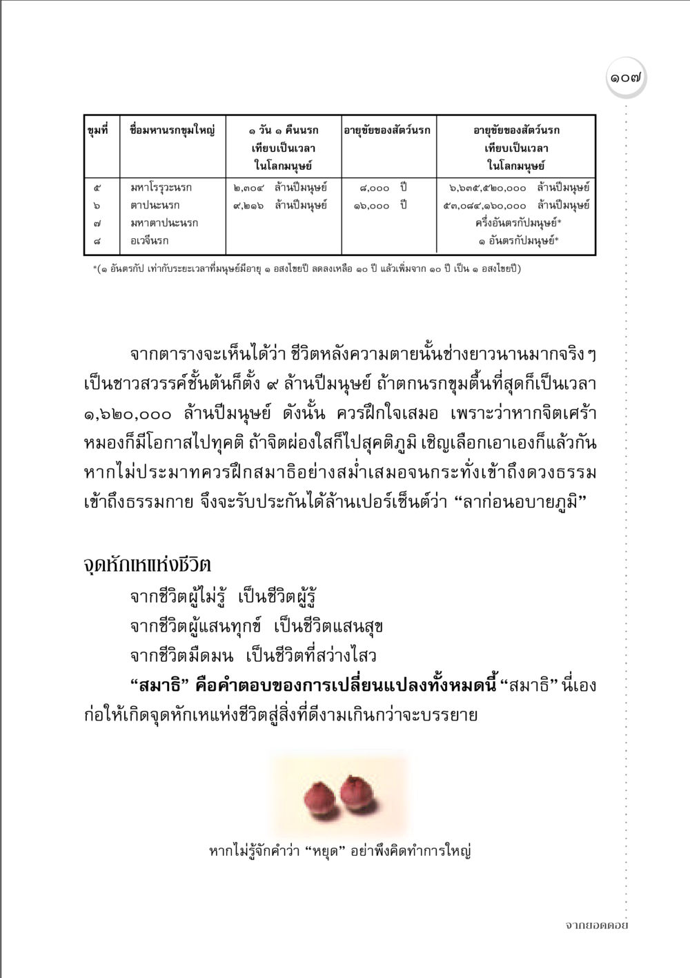 ความสำคัญของสมาธิในชีวิตหลังความตาย จากยอดดอย หน้า 105