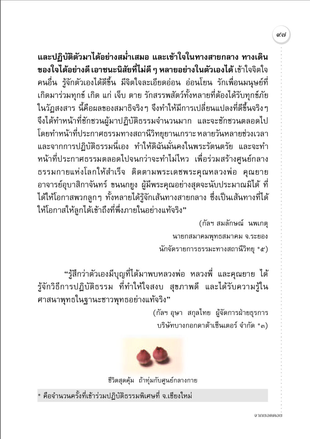 การปฏิบัติธรรมและผลของสมาธิในชีวิต จากยอดดอย หน้า 95