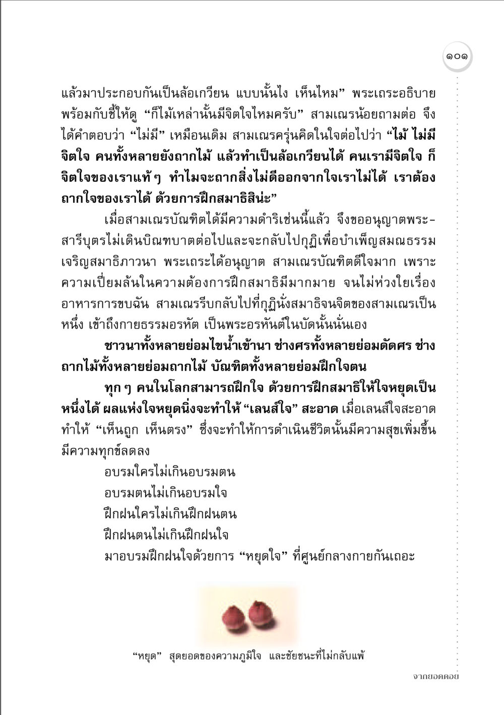 การฝึกสมาธิและการทำจิตใจให้สะอาด จากยอดดอย หน้า 99
