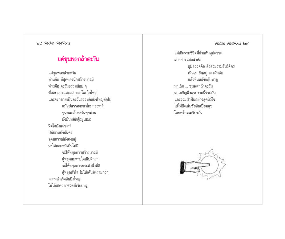 ข้อคิดให้แรงบันดาลใจแด่ขุนพลกล้าตะวัน ข้อคิดข้อเขียน หน้า 15