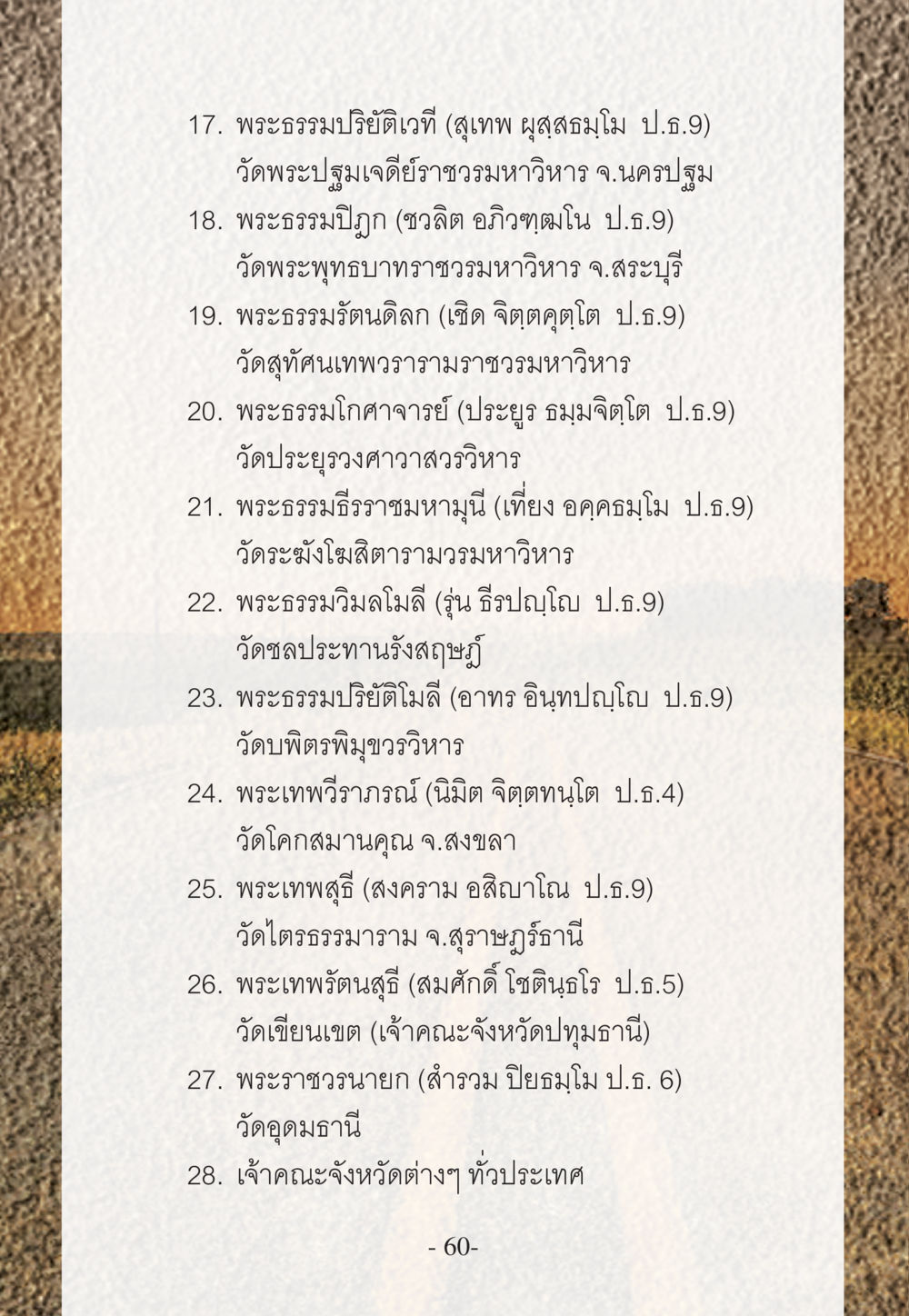 รายนามพระธรรมและวัดในประเทศไทย WHY ทำไมใครๆ ก็บวชกัน หน้า 60